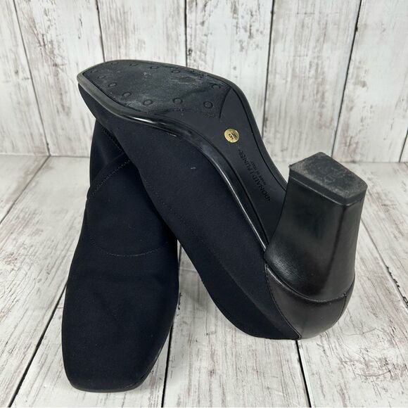 Donald J Pliner Camy Black Neoprene Elastic Block Heel Leather Bootie Size 9N - Picture 7 of 8